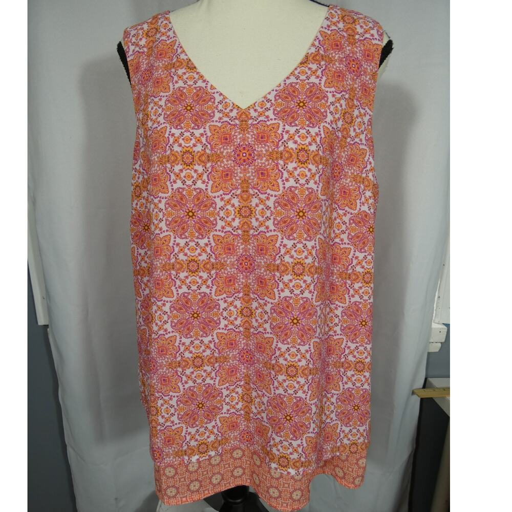 J. Jill Medium Petite Sleeveless V-Neck Tunic Blouse Peasant Boho Casual
